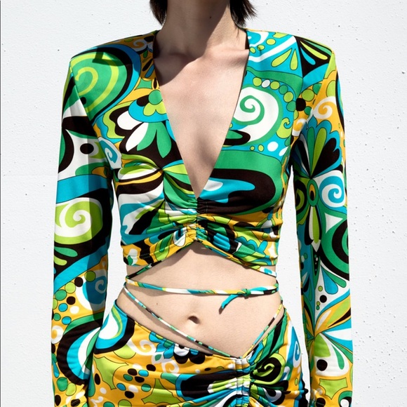 Zara printed skirt SET , coord set ,retro, stretch - Picture 9 of 15